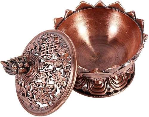 Miniatura 7 de Quemador de incienso, bronce antiguo chino estilo asiático, flor de loto, quemador de incienso de reflujo, quemador de incienso de humo, soporte