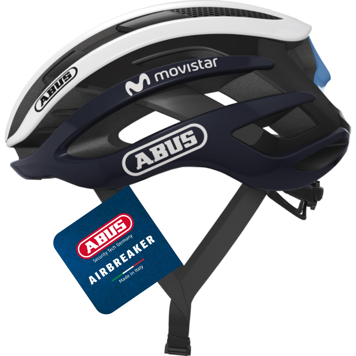 ABUS Rennradhelm AirBreaker - High-End Fahrradhelm für den professionellen Radsport - für Damen und Herren - Blau/Weiß, Größe S