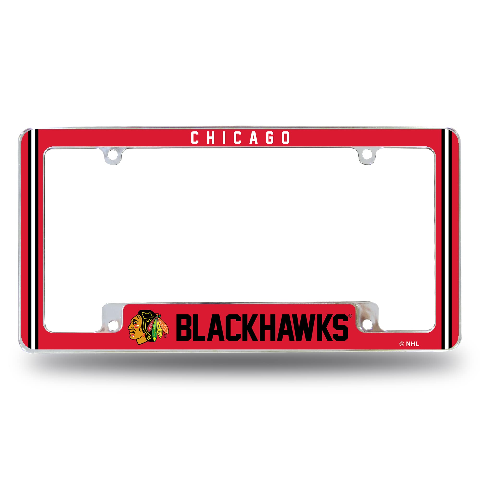 Rico IndustriesNHL Chicago Blackhawks Classic 12" x 6" Chrome All Over Automotive License Plate Frame for Car/Truck/SUV