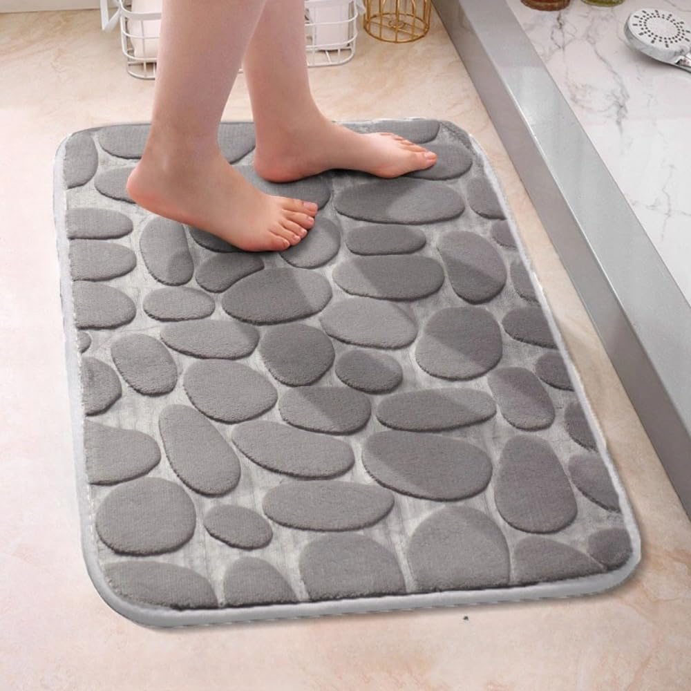 YIHOUSE Set 4 Tappetini Bagno Antiscivolo – Grigio Scuro – Asciugatura Rapida E Ultrasottili