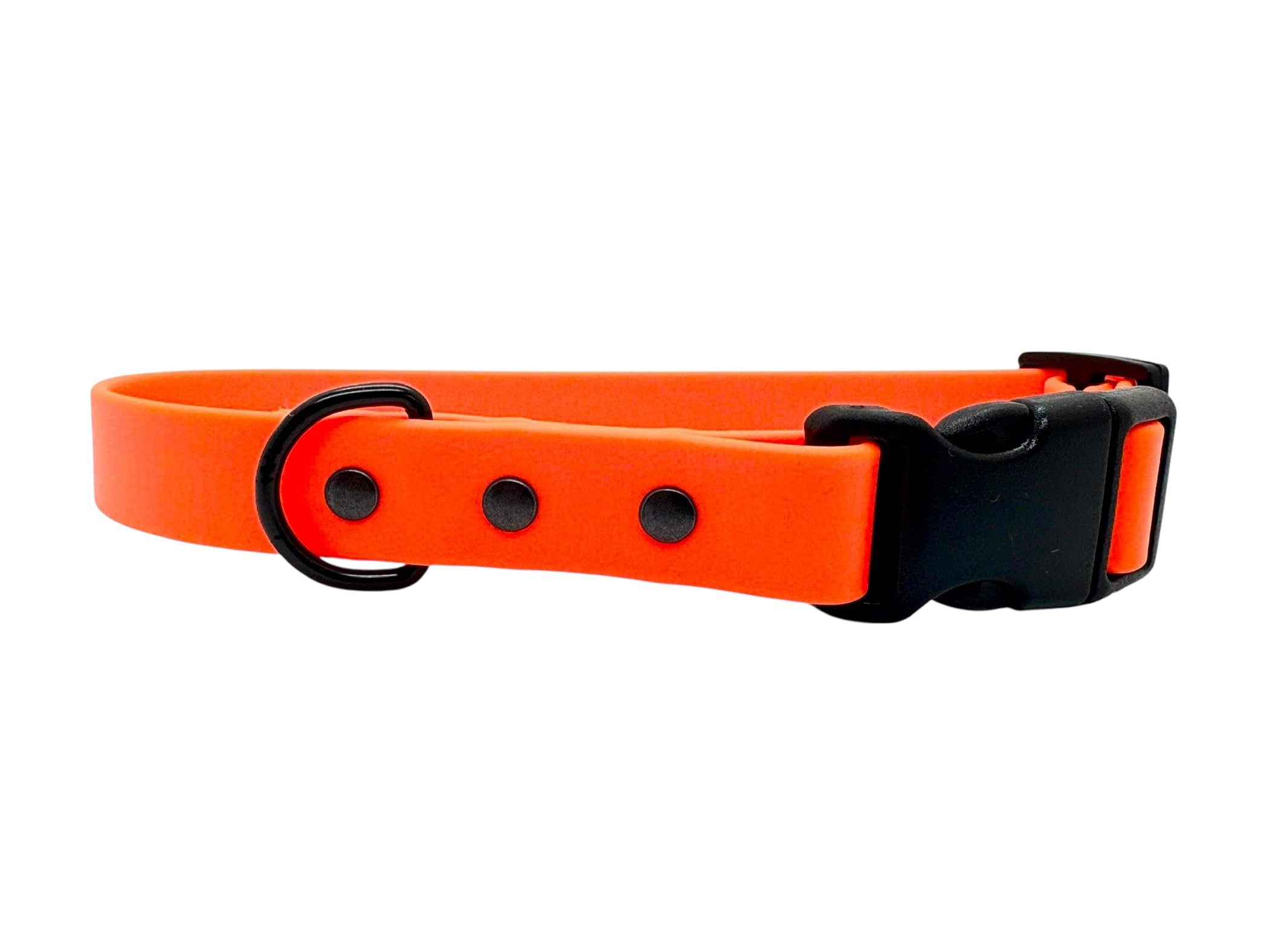 Biothane Waterproof Dog Collar with Quick Release Buckle (Orange, Medium 30cm-40cm 20mm wide)