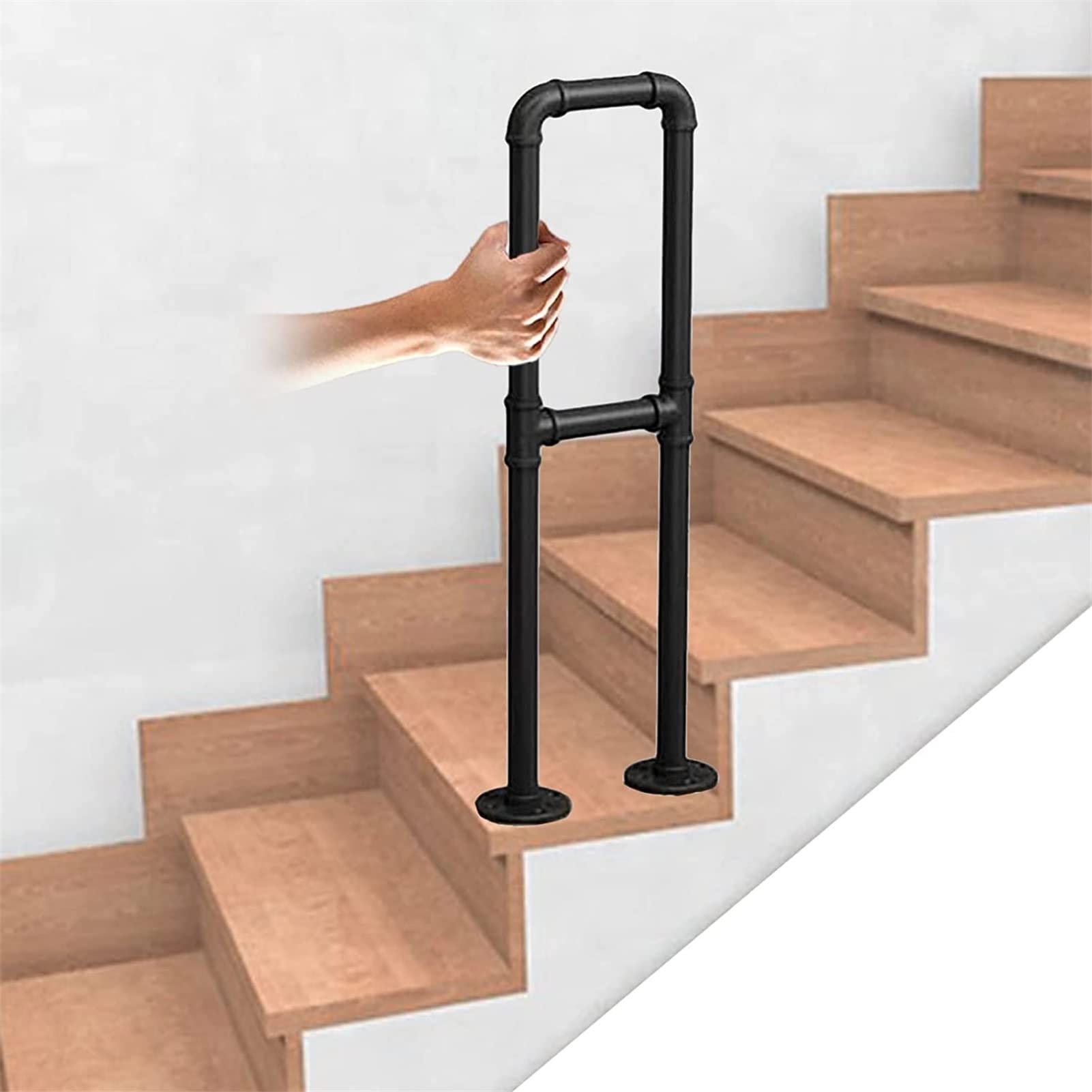 Meiiron Staircase Handrails, Handrails for Outdoor Steps - U-Shaped Metal Deck Railing/Stairs Handrail - Black Iron Step Fence, Outdoor Vintage Balcony Guardrail, 1Pc (Size : 85cm)