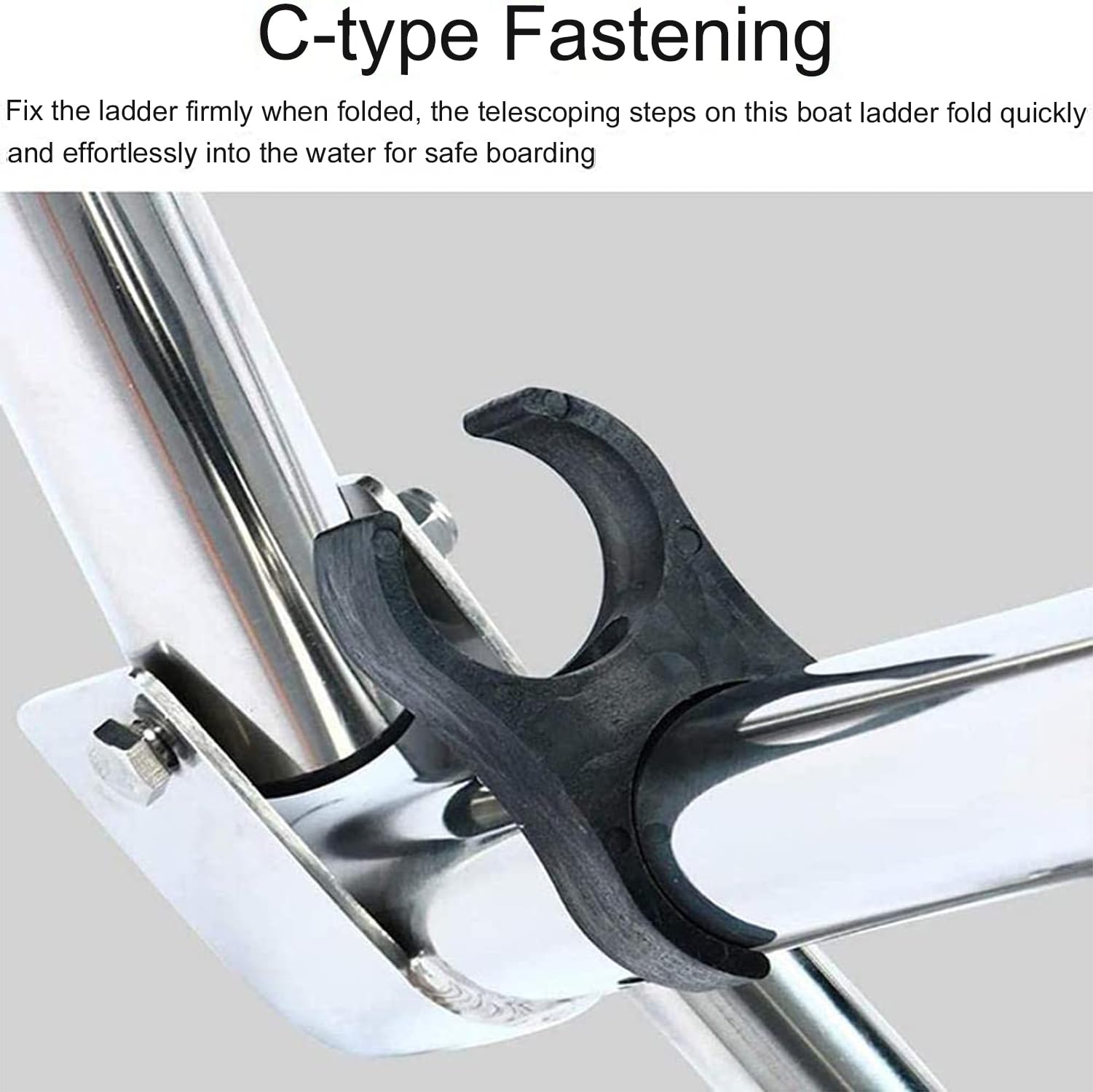 Scala pieghevole in acciaio inox, scala espandibile per barche e piscina, con gradini in gomma antiscivolo resistenti alla corrosione, per un facile accesso