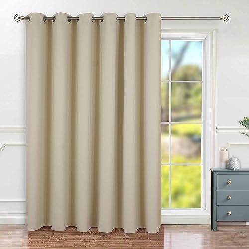 BGment Fashion Patio Sliding Door Curtain 120 X 96 Inches, Wide Room Darkening Curtains Thermal Insulated Room Divider Curtain, 1 Panel, Beige