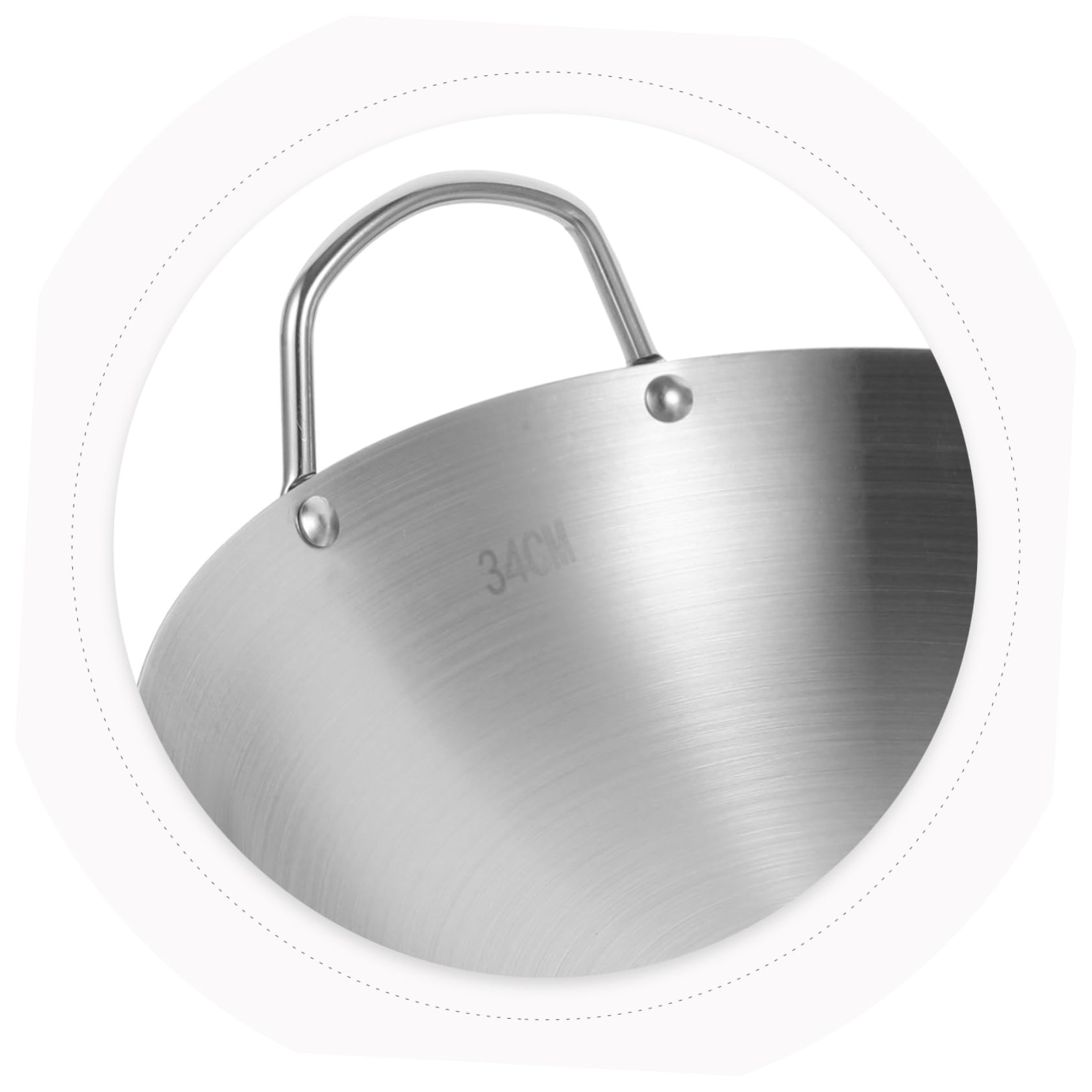 OUNONA Stainless Steel Wok Woks Pan for Gas Stove Woks for Electric Stove Woks for Gas Stove Everyday Pan Chinese Wok Pan Wok Pan with Handle Induction Stove Wok