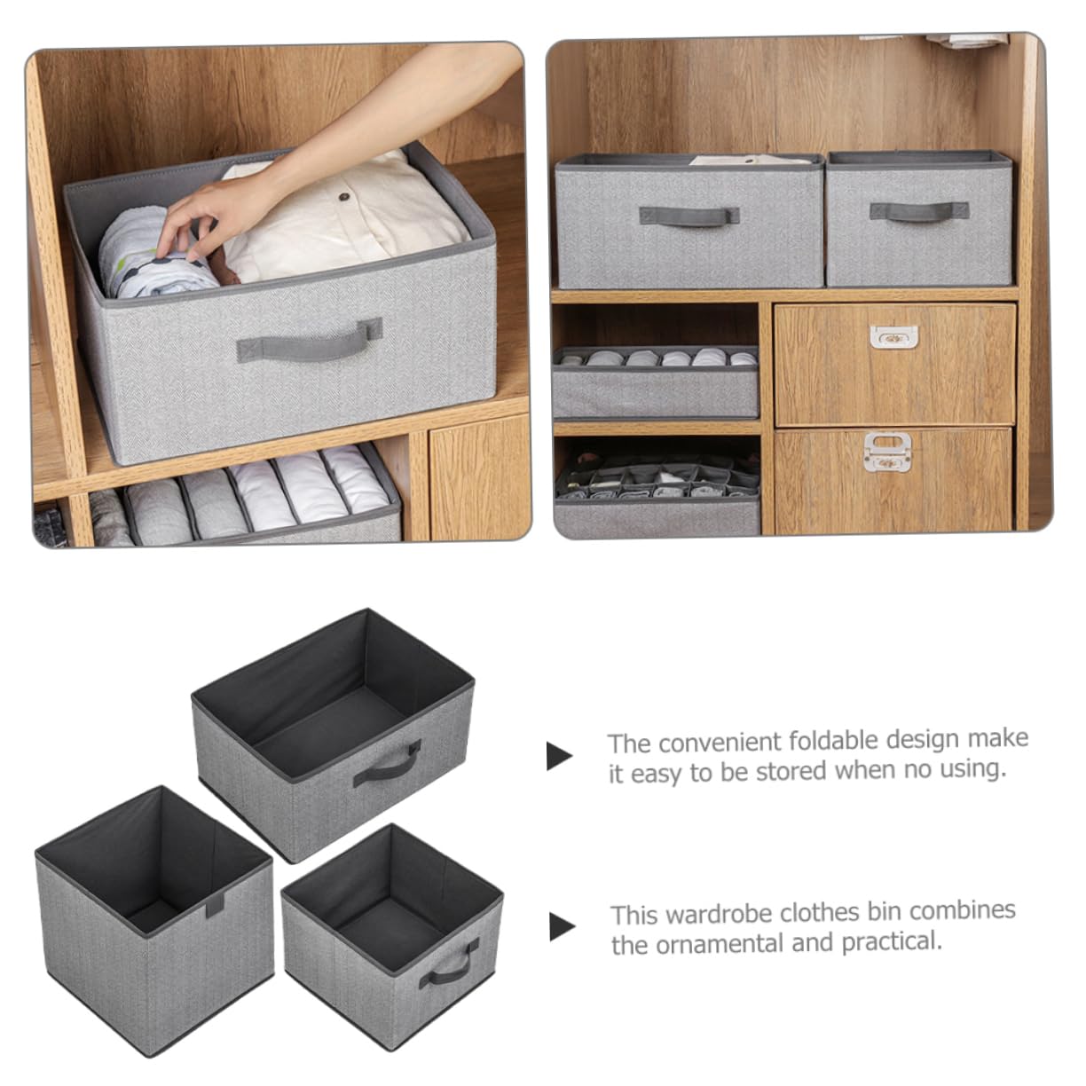 Hemobllo 3pezzi Organizzatore per Armadio in Tessuto da Contenitore Portaoggetti per Vestiti per Camera da Letto e Organizzazione di Lenzuola e Coperte
