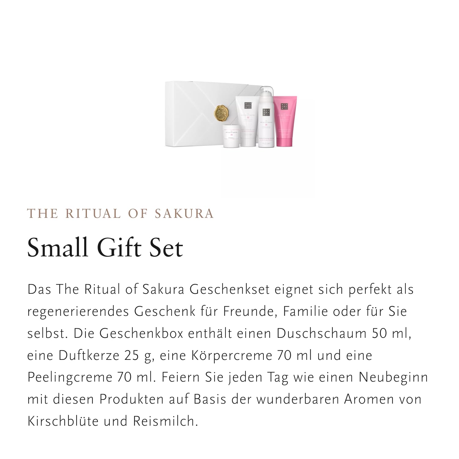 RITUALS Geschenkset für Frauen von The Ritual of Sakura, Kleines Geschenkset - mit Reismilch & Kirschblüte - Hautpflegende & erneuernde Eigenschaften