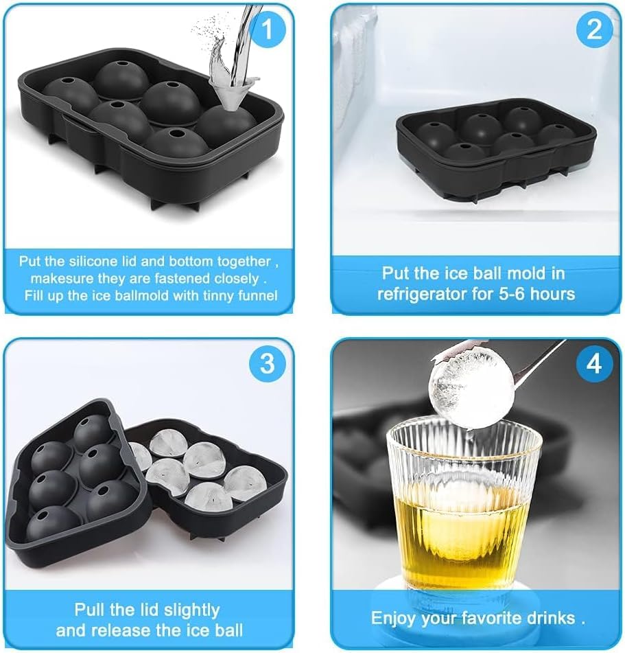 Image of Branco Large Ice Cube Molds, Big Round Water Ice Cube Trays for Freezer, Easy to Fill & Release