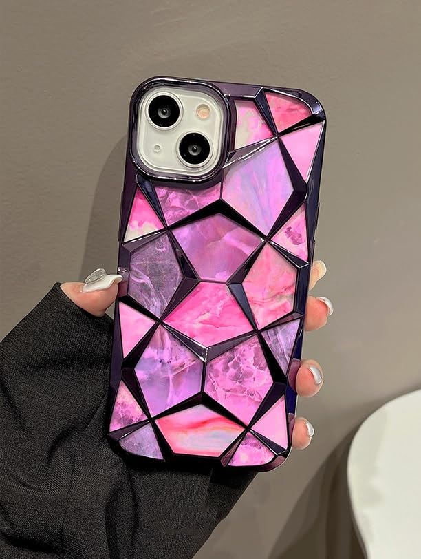 Image of COVERLY for iPhone 15 Pro Max 3D Diamond Glitter Sparkle Case,Full Protective Luxury Splash Bling Back Case Pastel Colorful Fashion Aesthetic Cover for Apple iPhone 15 Pro Max (Pinkish Purple)