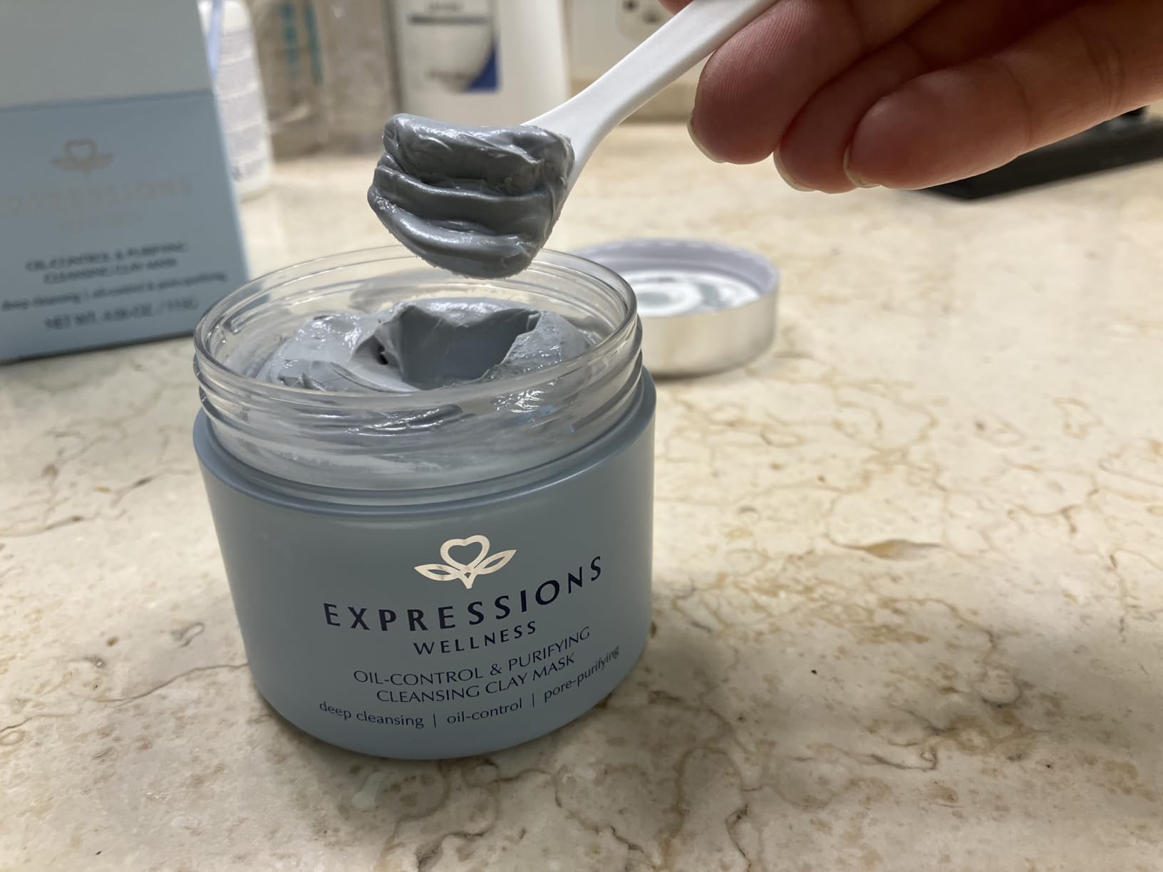 EXPRESSIONS WELLNESS Clay Mask for Face: Deep Cleansing Pore, Dead Sea Mud Mask with Salicylic Acid, Oil-Control, Reduces Acne – for Sensitive, Oily & Acne-Prone Skin, 4.06 Oz