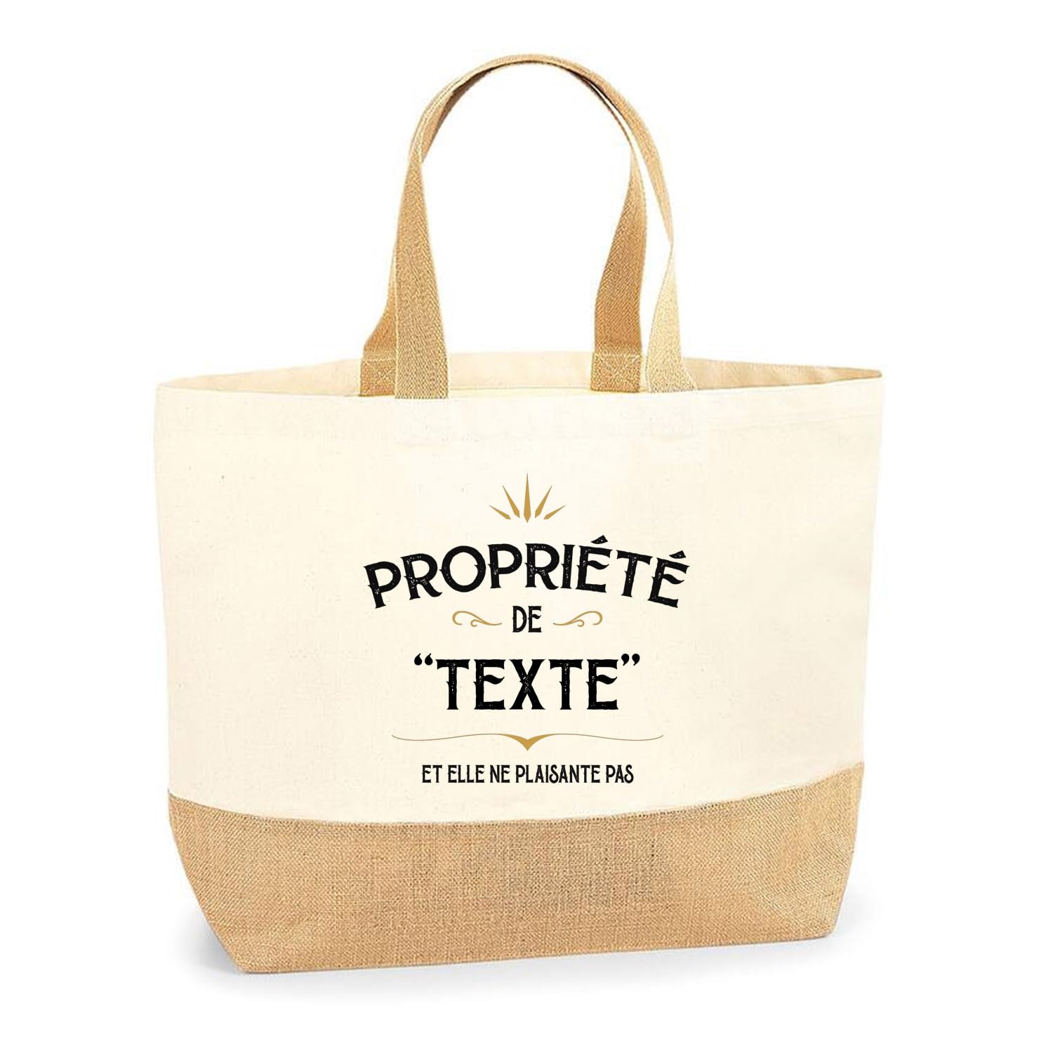 Sac Cabas de Plage Personnalisable | Toile de Jute Coton Courses Idée Cadeau Collègue Amie Maman Papa