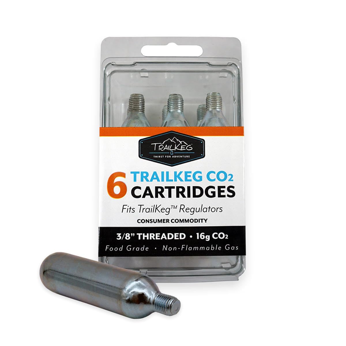 TrailKeg - 6-Pack 16g Threaded Food Grade CO2 Cartridges