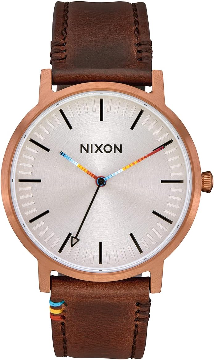 Nixon Men's Porter A10583173-00 40mm Silver Dial Leather Watch
