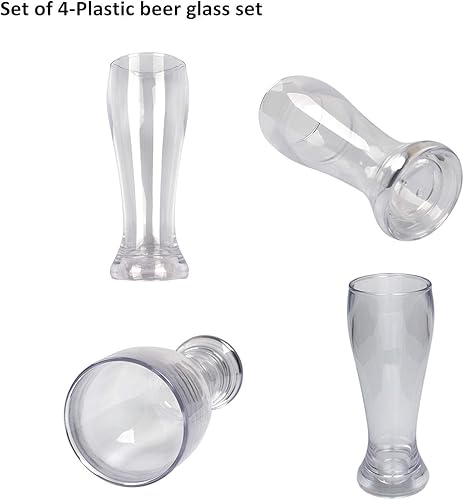 Miniatura 6 de Vasos de plástico Pilsner 16 oz irrompibles clásico vasos de cerveza vidrio transparente sin BPA juego de 4