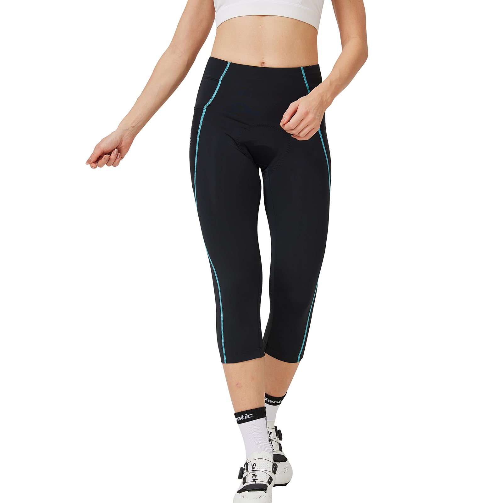 Santic Pantacourt de cyclisme rembourré 4D pour femme