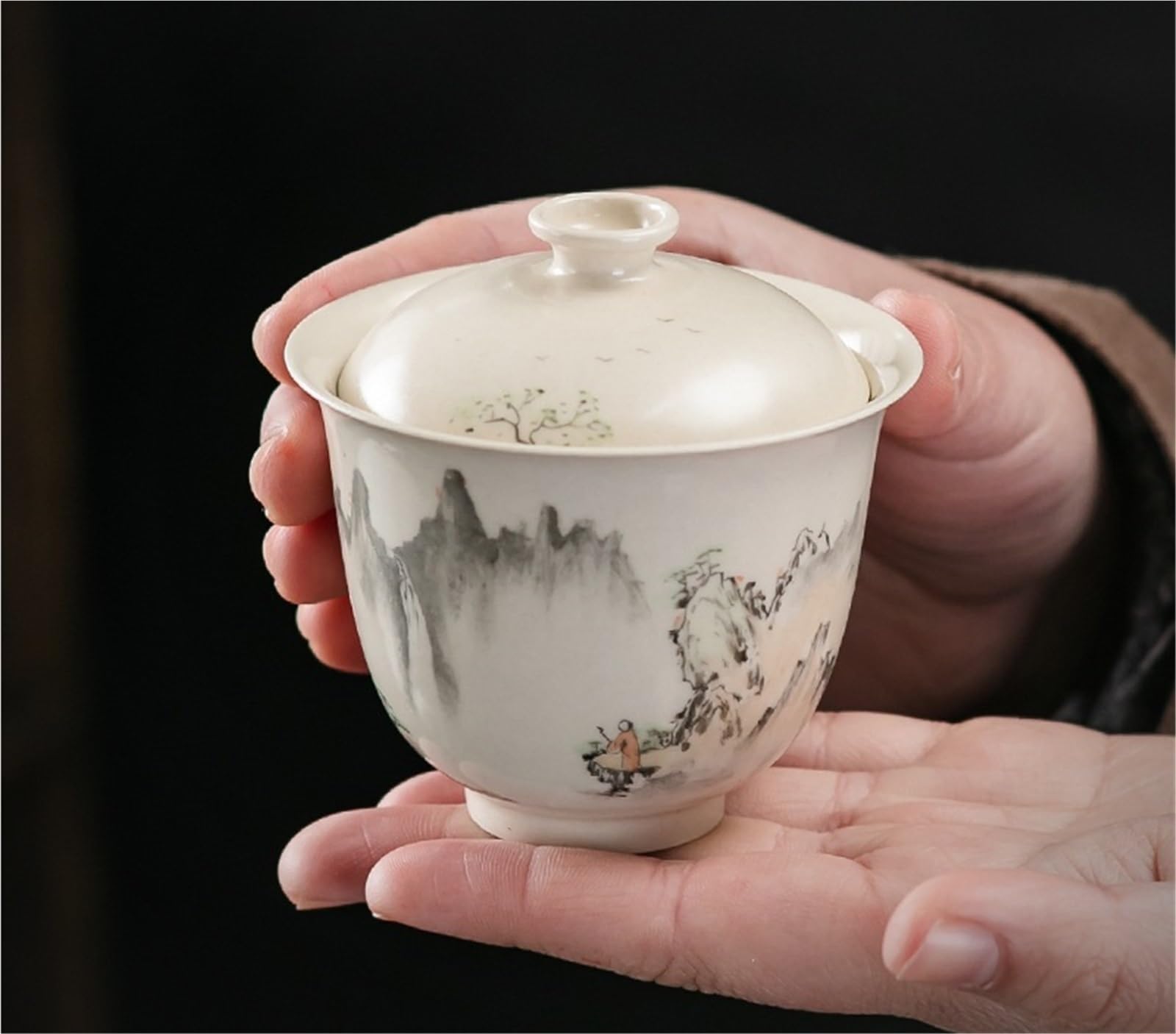 Ręcznie robiona kaligrafia Gaiwan retro trawa drewno popiół krajobraz herbata Tureen gospodarstwo domowe herbata warzenie pokrywa miska ozdoby do herbaty