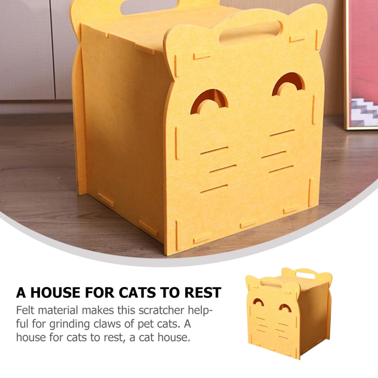 UPKOCH Lit pour Chat Feutre avec Griffoir Détachable Maison pour Chat et Petits Chiens Couchage Pratique et Sécurisé Design Innovant et Attrayant pour Jeu