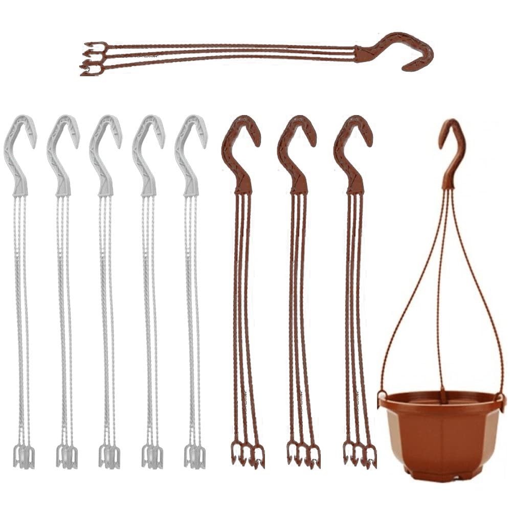 Wudaizhi Multicolor 10 Pcs Plant Hanger Plastic Plant Pots Hanger Hook Hanging Flower Pots Hanger Garden Basket Holder Hanging Chains Garden Accessories