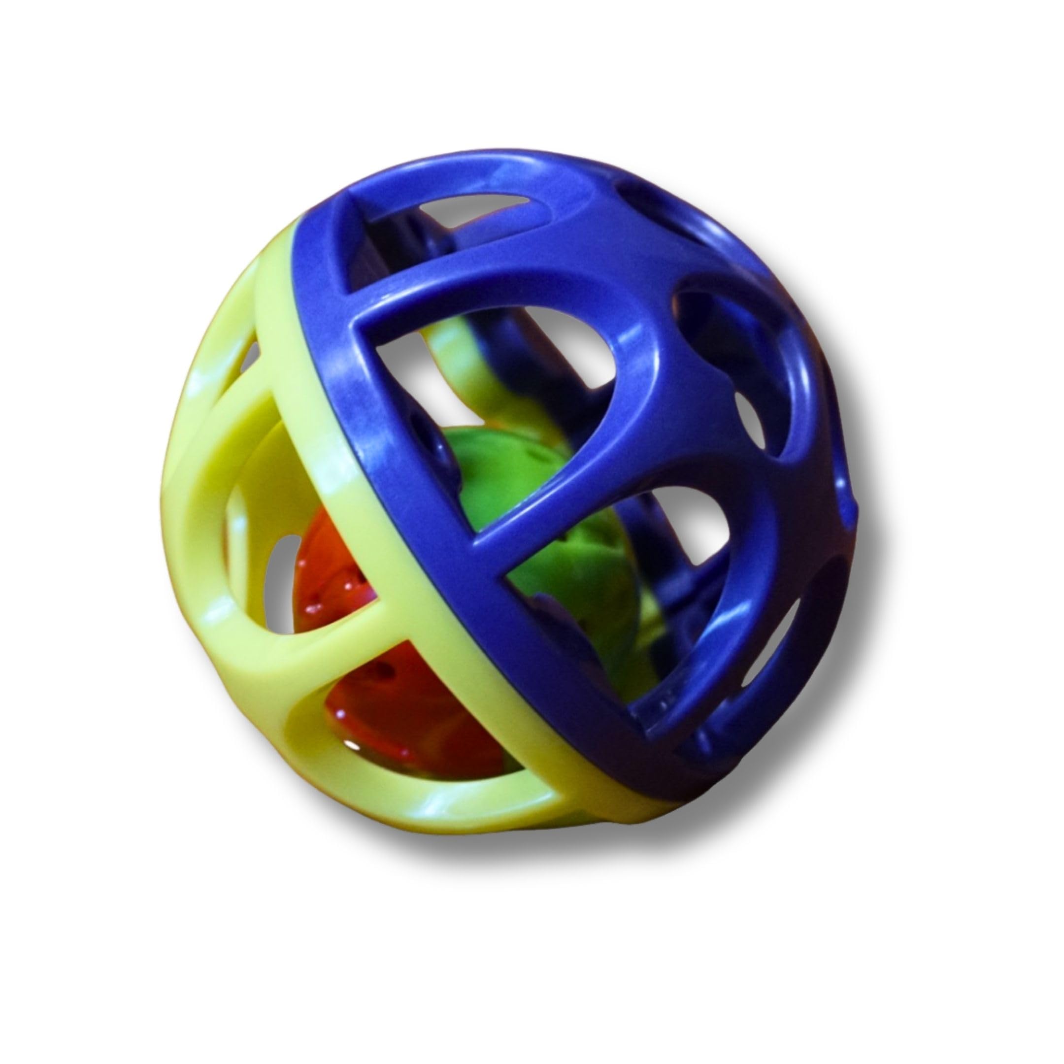 Pawcratean Large Cat Ball Toy with Bell - Durable, Self-Entertainment, Colorful Indoor Exercise (Yellow & Purple)