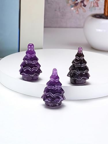 Miniatura 2 de CrystalTears Mini árbol de cristal curativo de aventurina verde tallado con piedra preciosa de Navidad, estatua de árbol de cristal de buena suerte,
