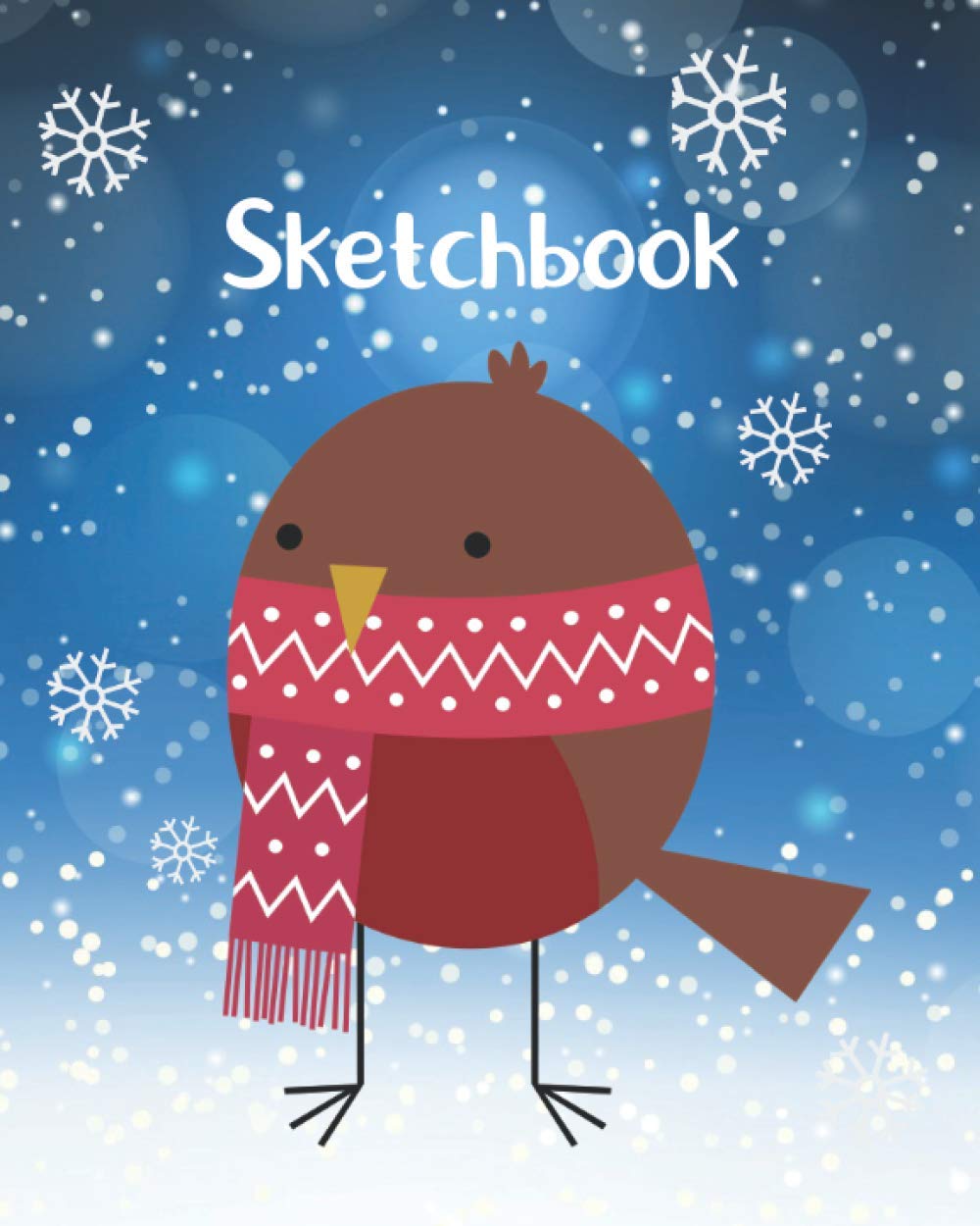 Christmas Sketchbook: Large Sketch Pad for Drawing Unruled Composition Notebook for Kids, Sketchbook for Drawing (Robin Cover)