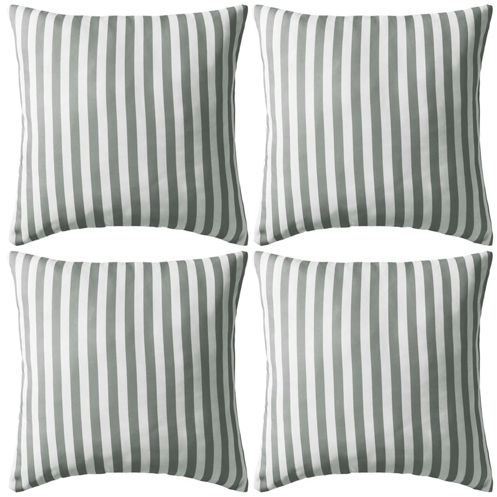 vidaXL 4X Cojines para Exterior a Rayas 45x45cm Gris Decoración Jardin Hogar