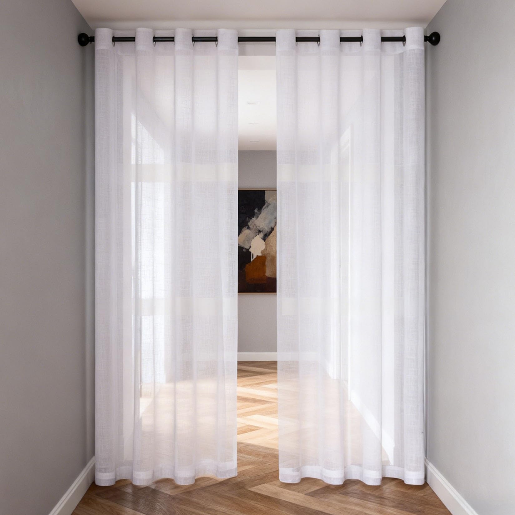 Moderne Gordijnen 190 x 165 cm Doorschijnende, Lichte Zachte, Luchtig, Elegante, met Plooiband, Stijlvol Geschikt Kant en Klaar Gordijnen Voor