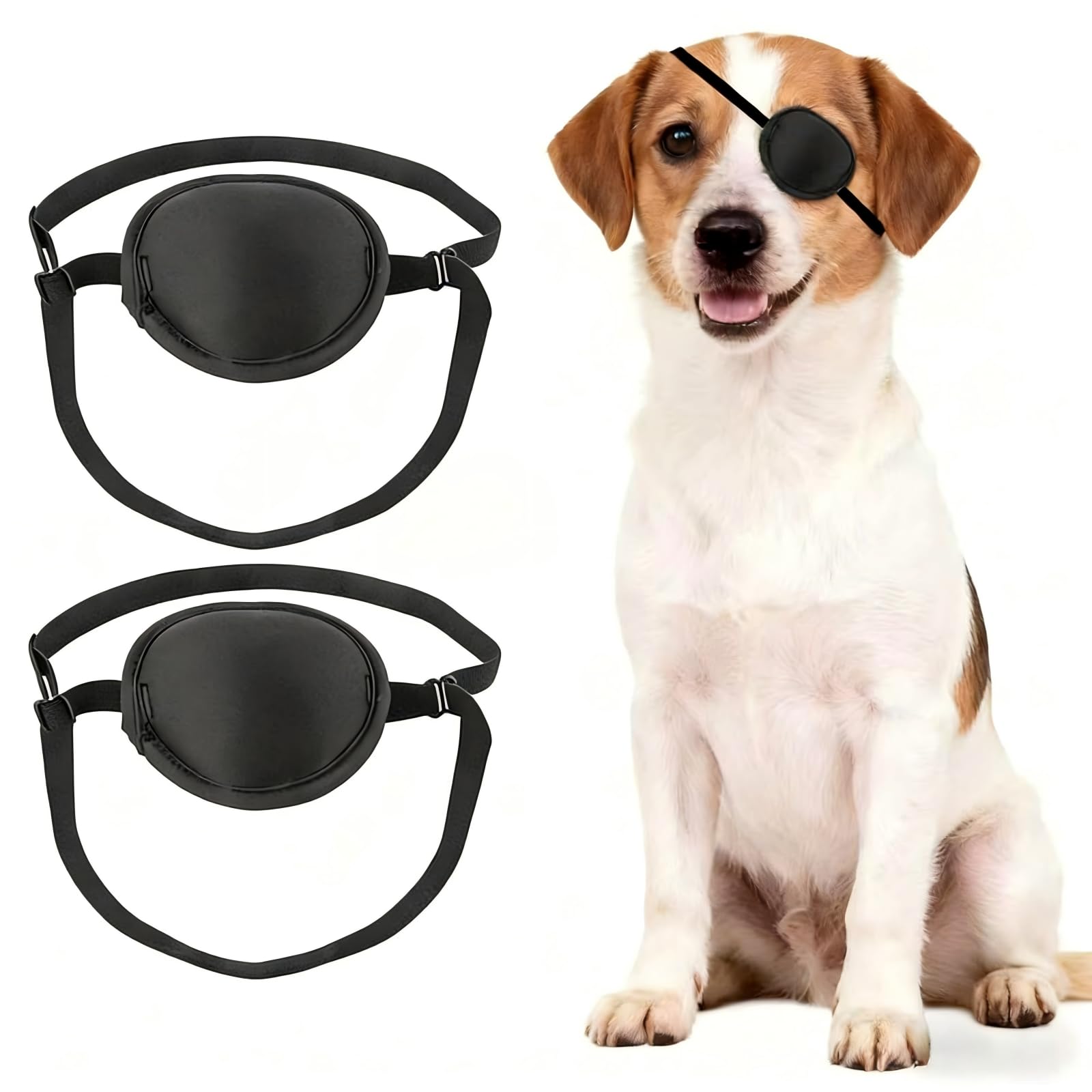 Cache-œil pour chien – Housse de protection pour blessures, récupération post-opératoire, bandeau réglable pour petits chiens et chats (2)