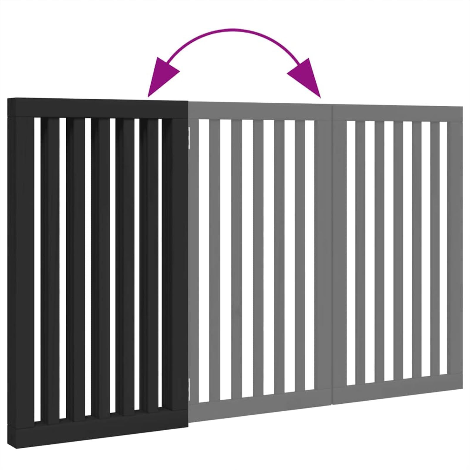 Gecheer Puerta para Perros Plegable 3 Paneles Madera álamo Negra 150 cm Modelo LYKQY-352254ES