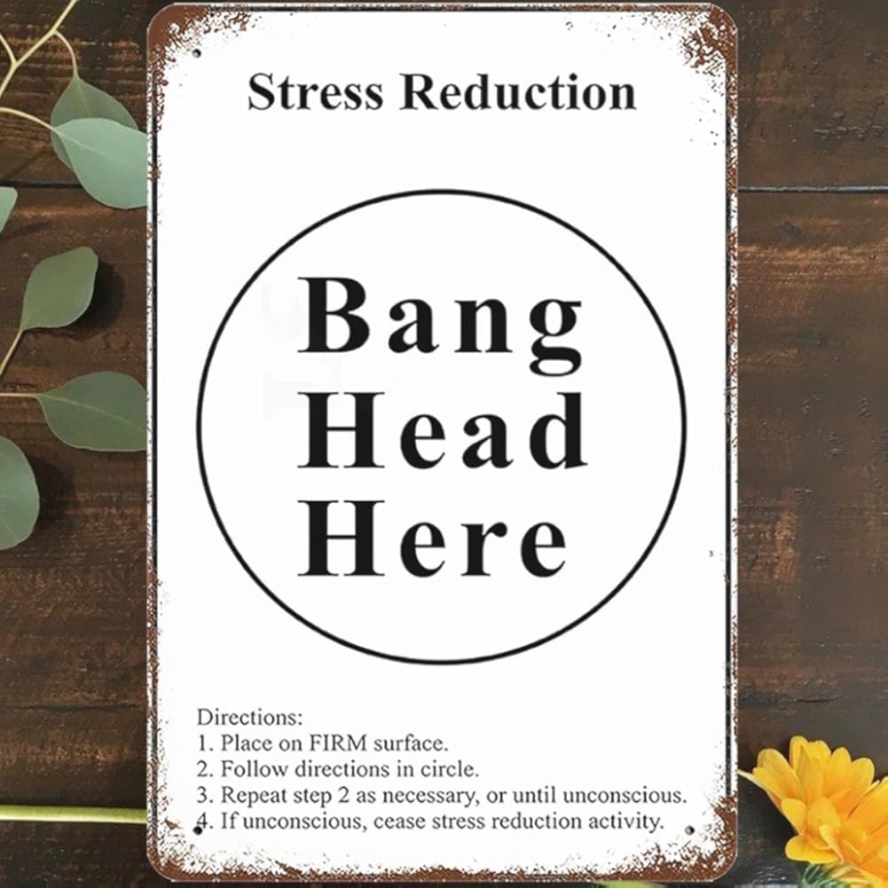 Kwqdozf As Pic Stress Reduction Wall Art Decor, Bang Head Here Poster Tin Sign Wall Poster
