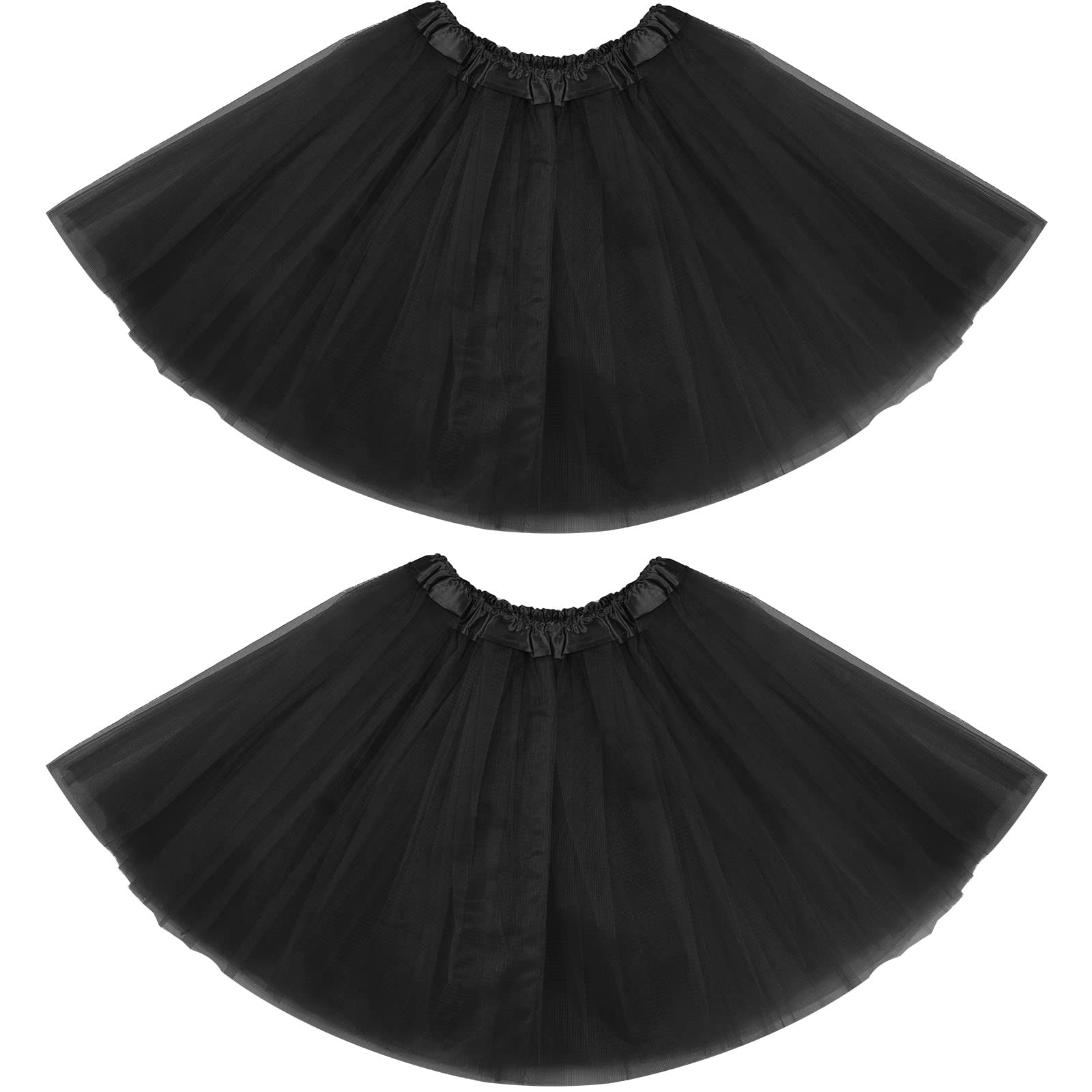 Eurzom2 Packs Tutu Skirt Elastic Lady Teen Adult Tutu Skirt Short Ladies 80's Halloween Costume 3 Layered Tulle