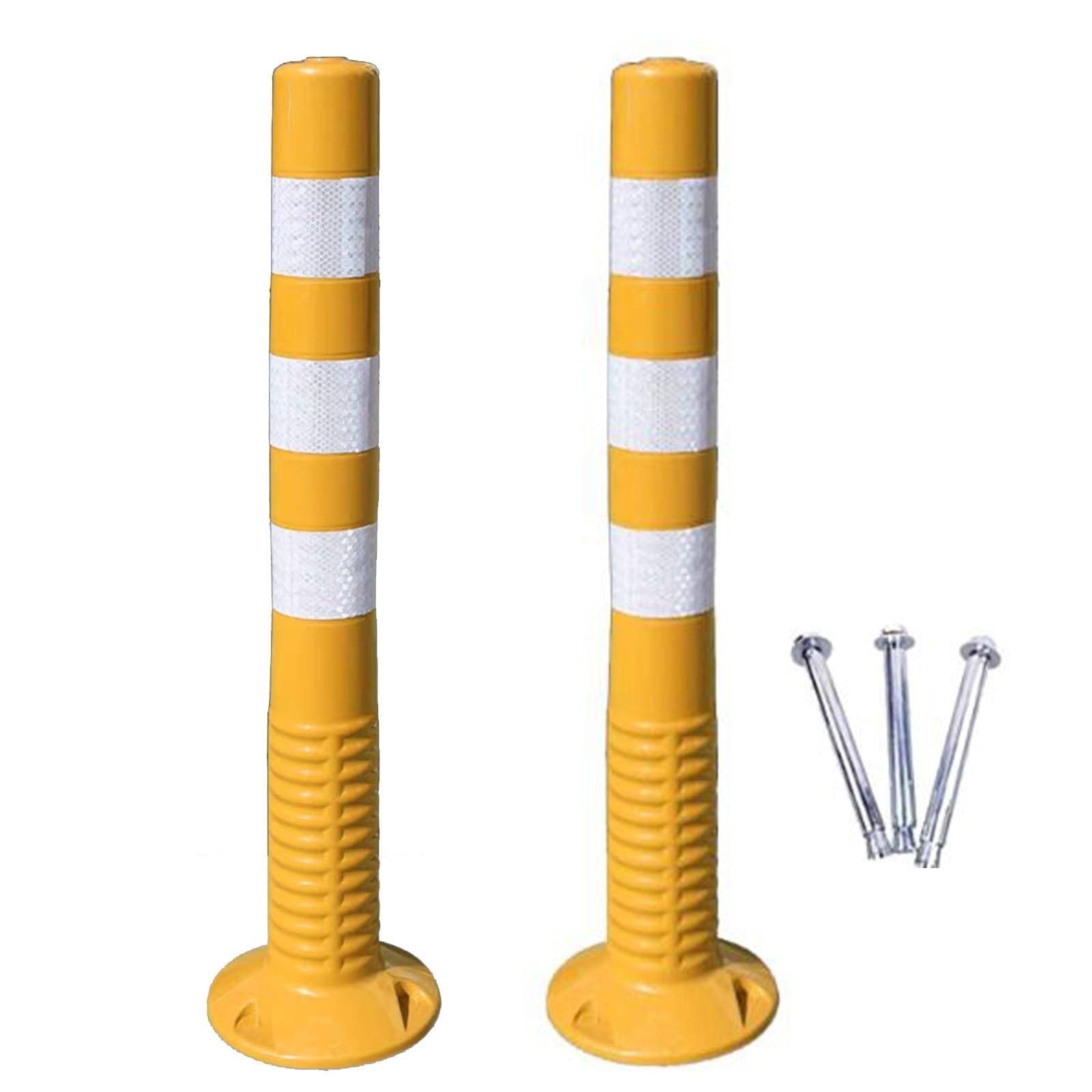 WDSOPK Traffic Safety Cones, Driveway Traffic Delidelineator Post, 2pack Flexible Barrier Cones with Reflective Bands, Safety Bollard Post for Parking Lot and Construction Lot （Ligjt Grey）