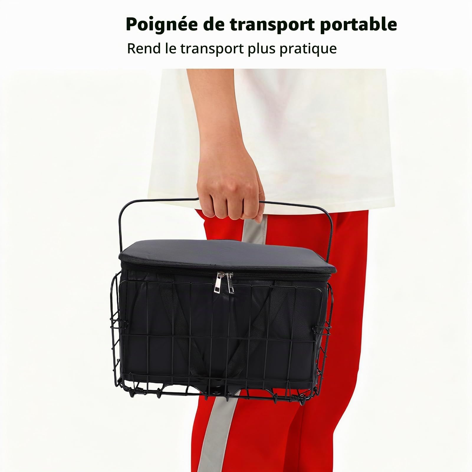 Kit panier avant de vélo avec panier en métal amovible à dégagement rapide avec sac de doublure amovible pour courses animaux domestiques vélos
