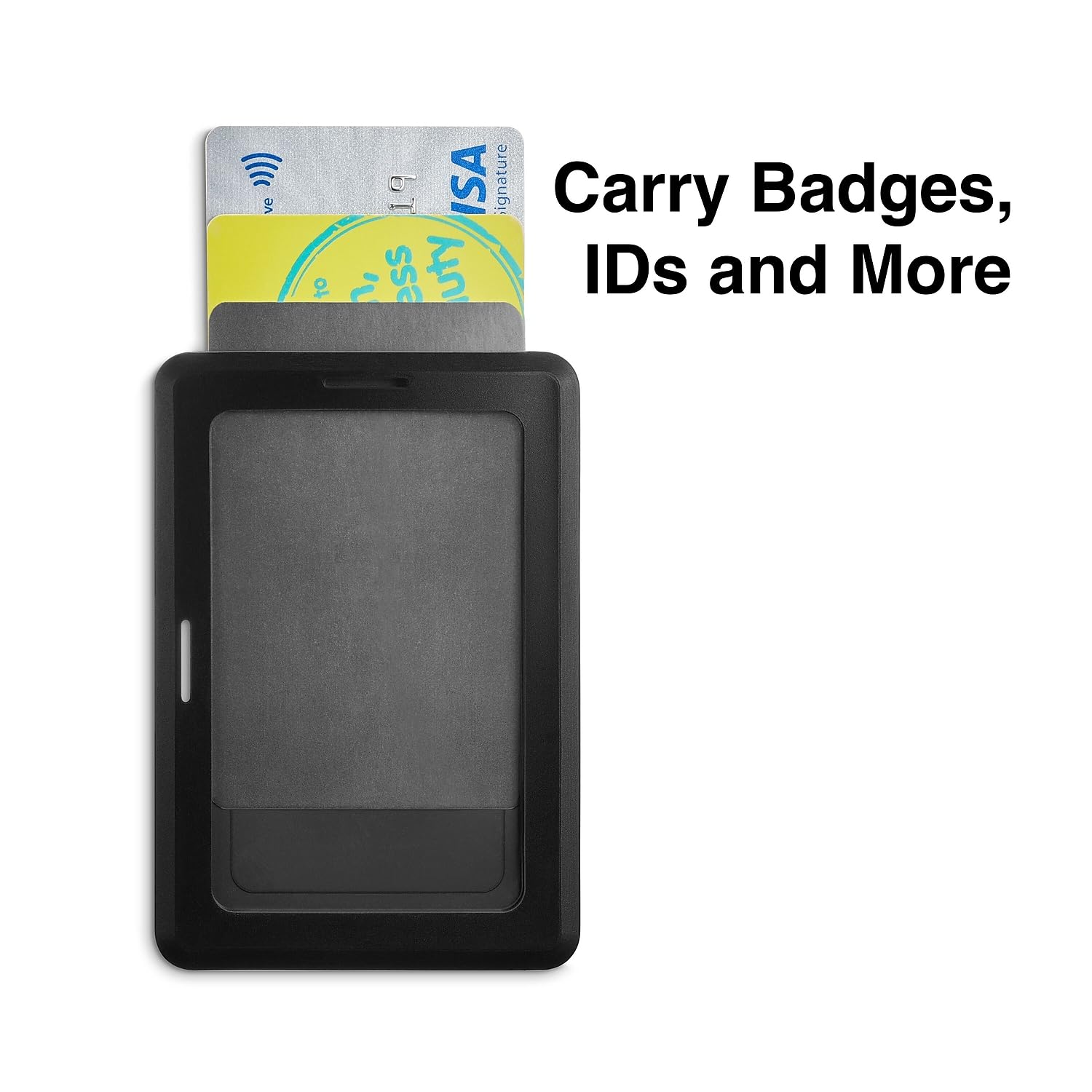 Staples Rubberized Black ID Badge Holder - 4x2.75 Inch Clip Badge With Viewing Window