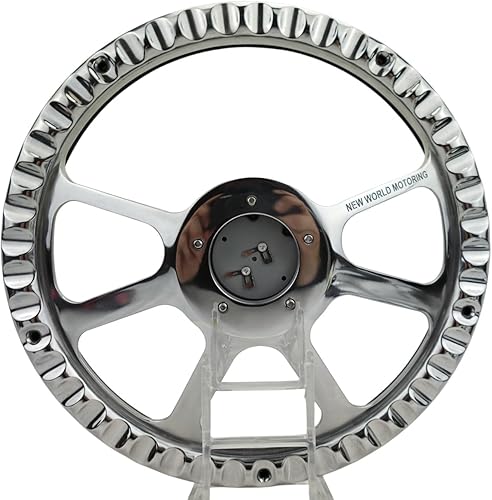 Miniatura 9 de Volante Billet Muscle de 14 pulgadas con envoltura de vinilo negro y cuerno SS negro, 5 agujeros