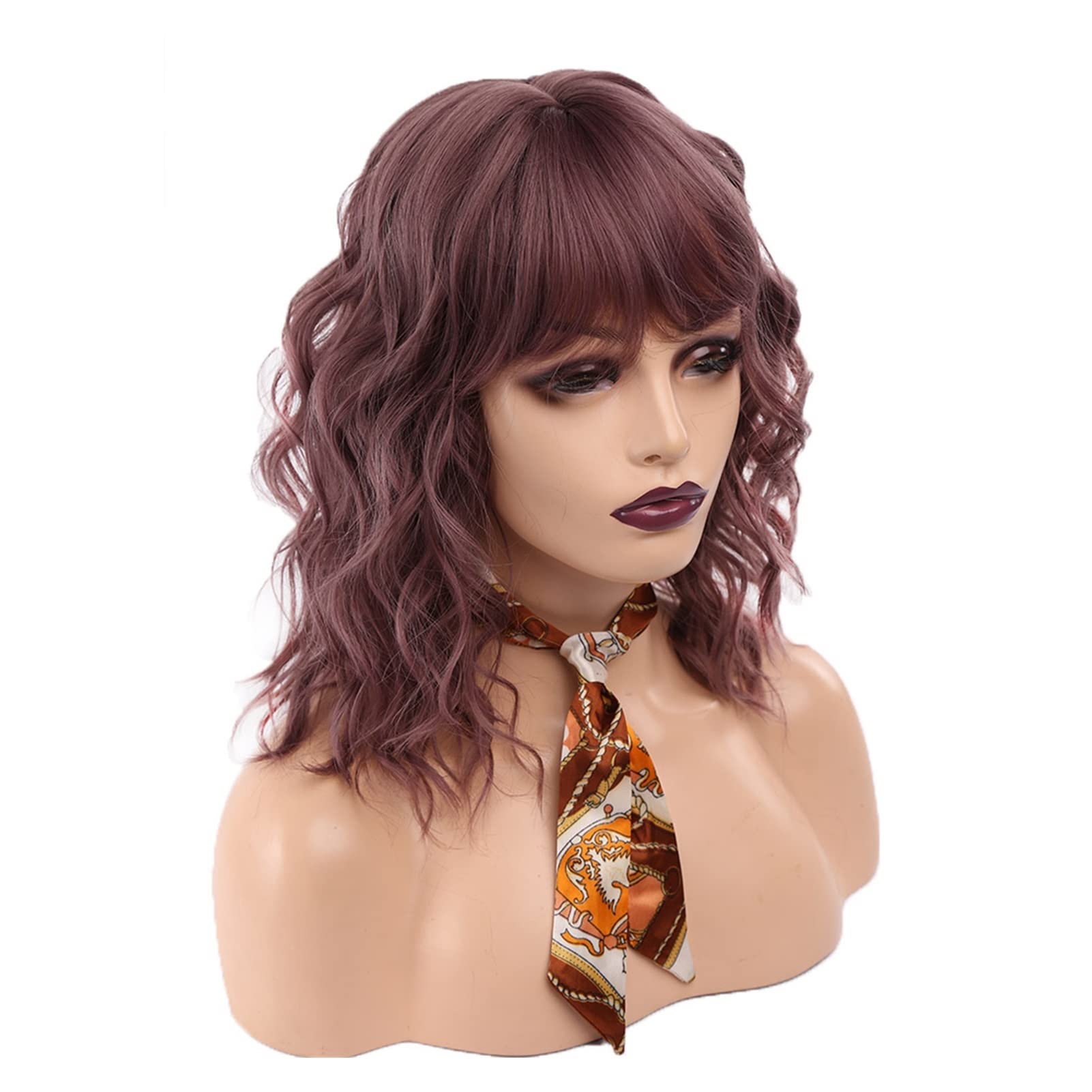 Perruque synthétique frange longue durée cheveux bouclés femmes