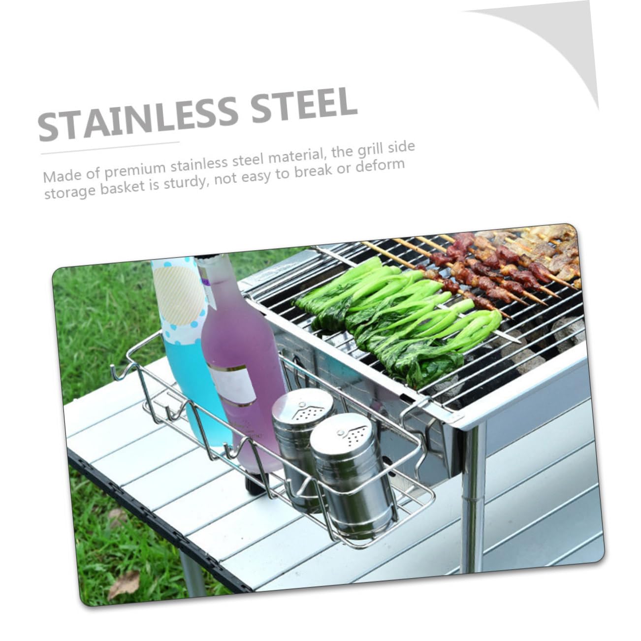 2 Stück Gewürz Hängekorb aus Edelstahl für Grillbesteck | Silber, mit Haken zum Aufhängen, für Gewürzflaschen und Grillzange, Camping Sowie Outdoor Bbq