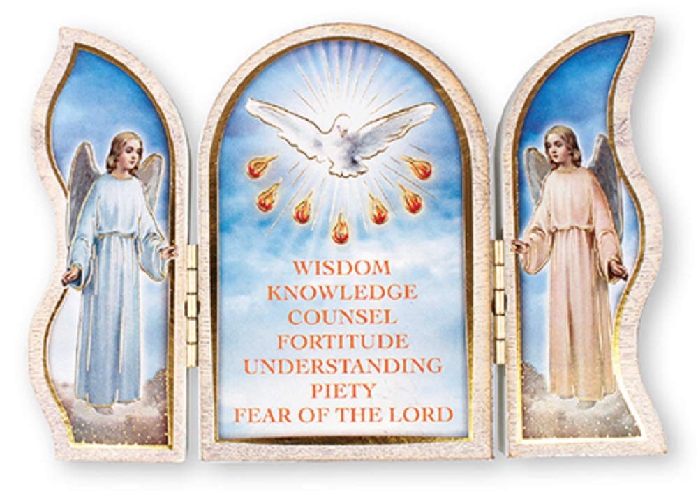 The Healing Corner Confirmation Wood Plaque Triptych Gold Foil Highligths Confirmation Boys Girls