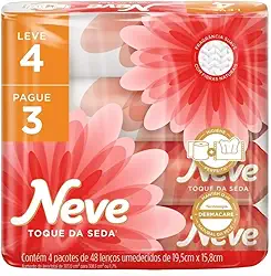 Neve Pack Lenços Umedecidos Toque de Seda, 48 Lenços, Leve 4 Pague 3