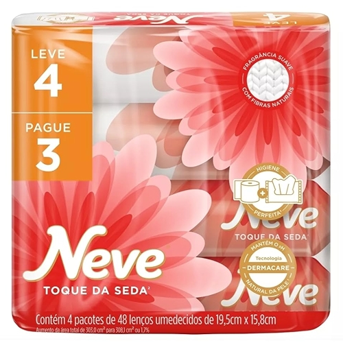 Neve Pack Lenços Umedecidos Toque de Seda, 48 Lenços, Leve 4 Pague 3 Neve Pack Lenços Umedecidos Toque de Seda, 48 Lenços, Leve 4 Pague 3