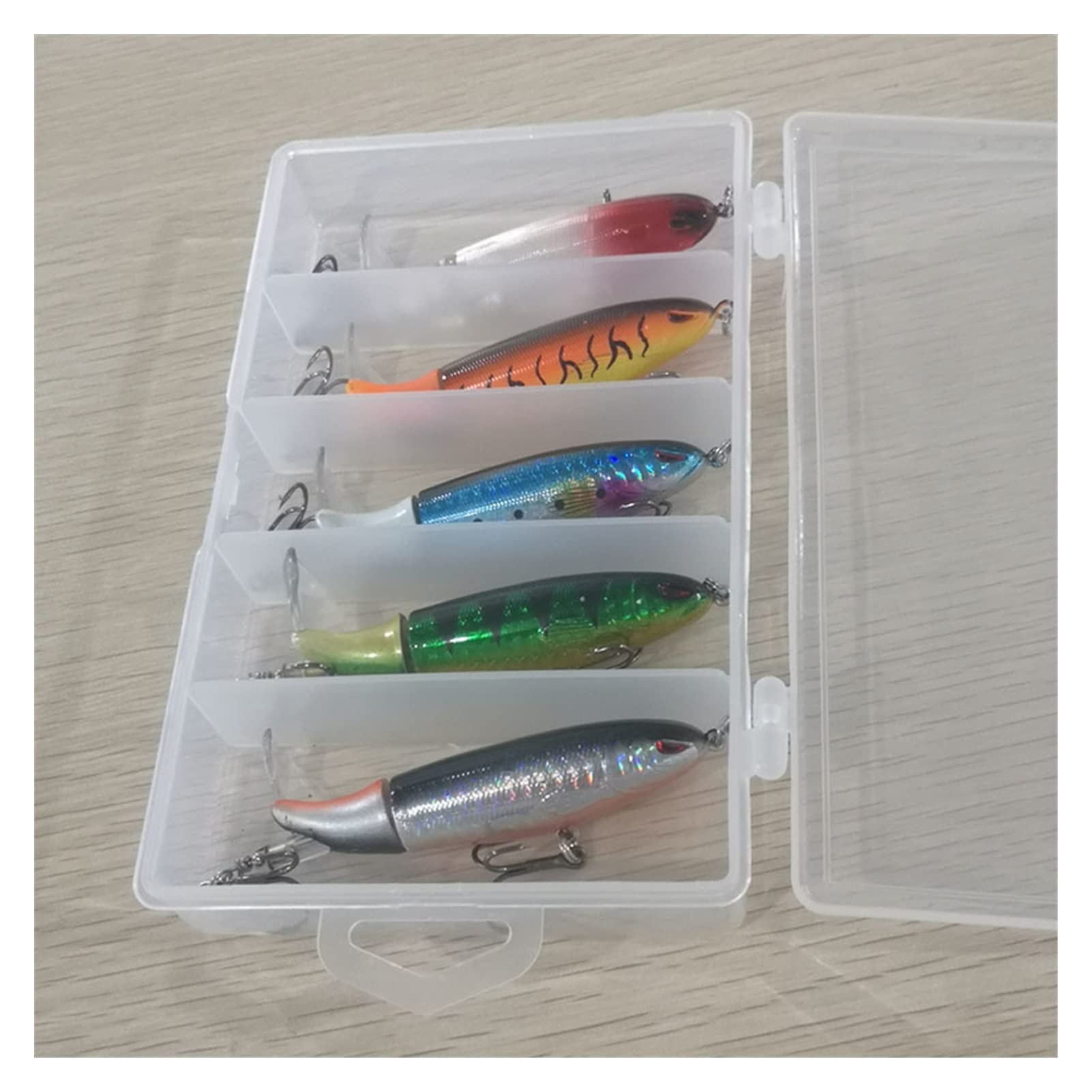 Esca da Pesca Set da pesca Set Bait con scatola rotante coda ad esca duro esche da pesca esche artificiali esca artificiale ganci duro per la pesca tackle da pesca 5 pz Esche Artificiali