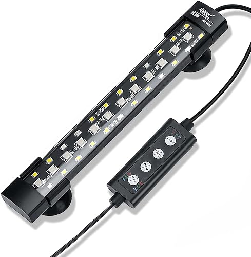 hygger Luz LED sumergible para acuario de 247, espectro completo con 3 filas de cuentas, 7 colores de encendido automático, salida del sol, luz de