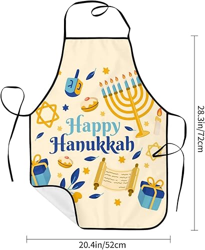 Miniatura 5 de Delantales de cocina Happy Hanukkah, impermeable, ajustable, divertido delantal para barbacoa con bolsillos para hombres y mujeres
