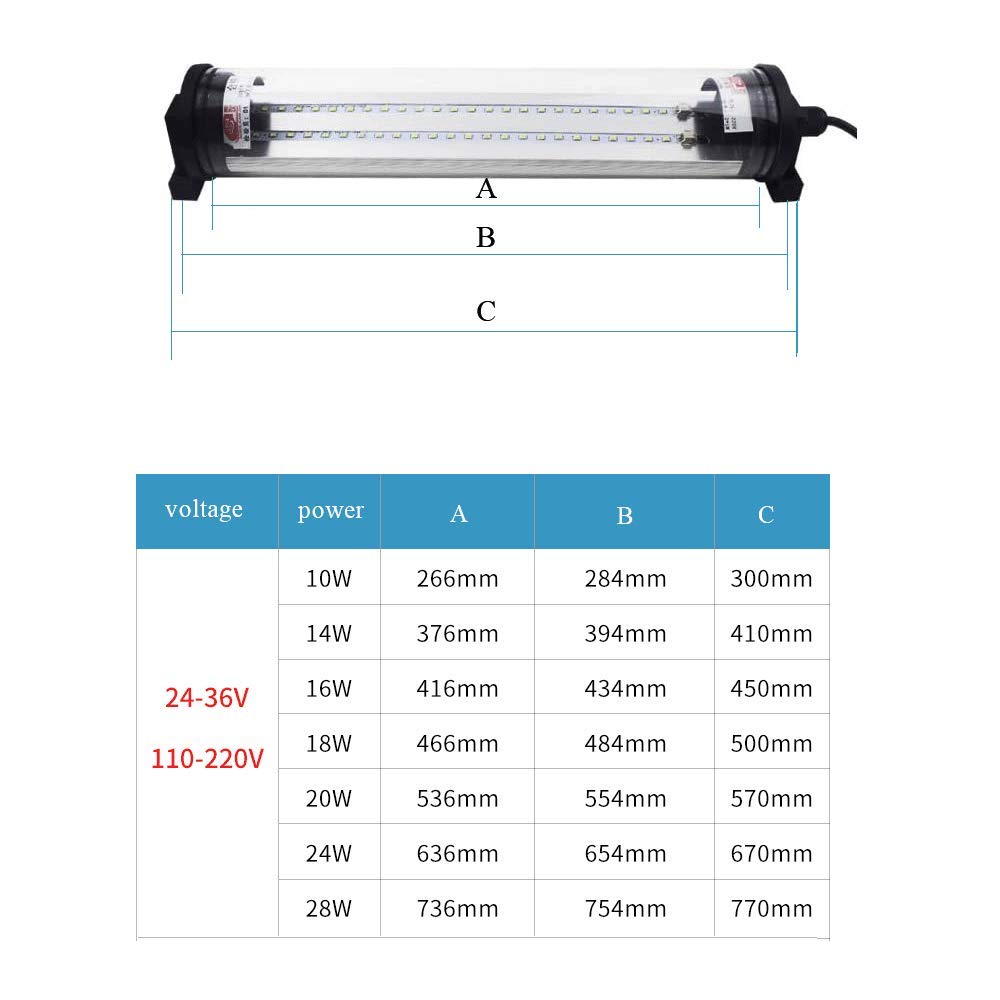 YJINGRUI Lámpara de Trabajo para Torno 360° Lámpara Fluorescente para CNC Taller Iluminación de Garaje a prueba de Impermeable Consumo Bajo y Alto Brillo (110~220V, 18W 500mm)
