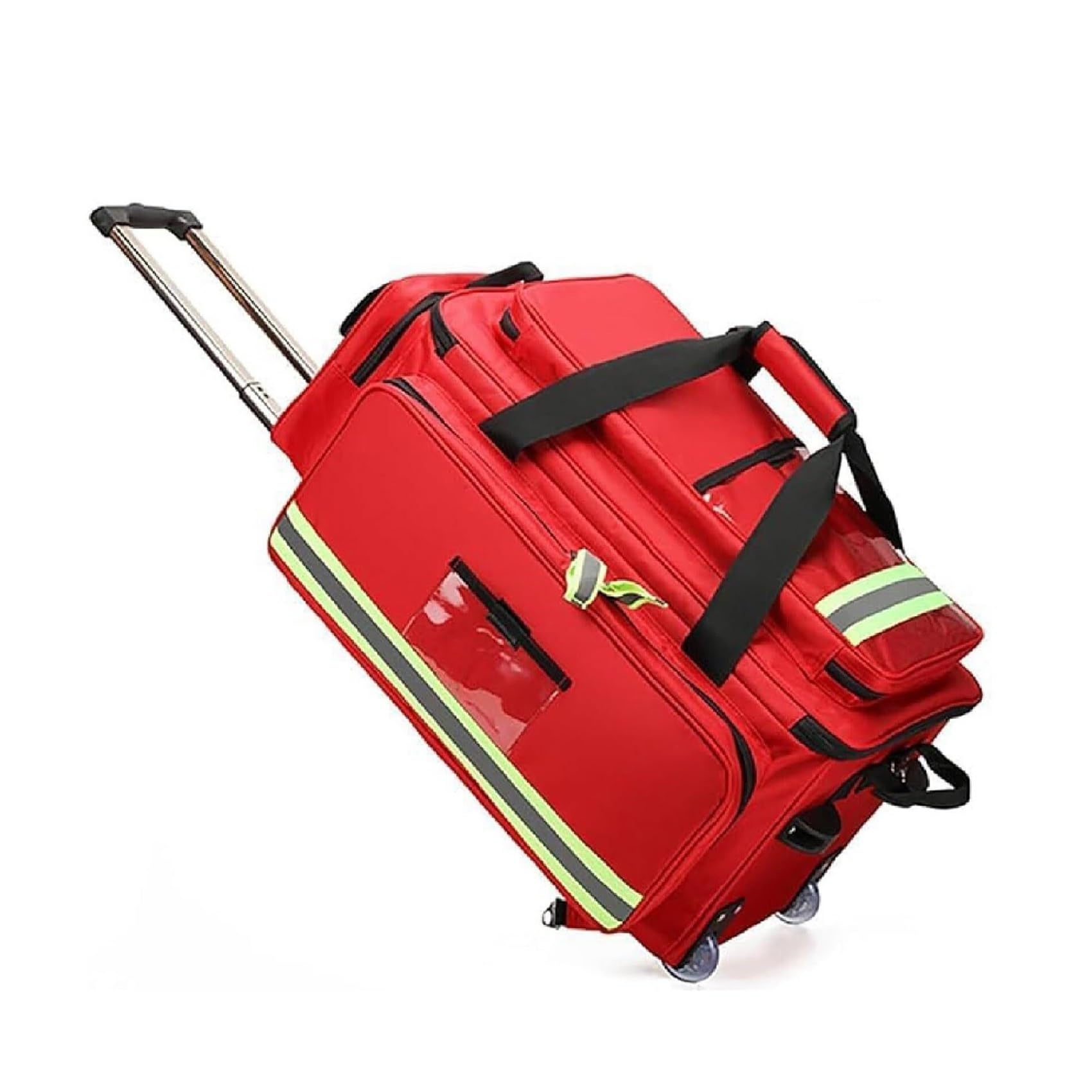 Bolsa de Kit de Primeros Auxilios con Ruedas, Maletín Trolley Grande para Suministros Médicos, Portátil con Bandas Reflectantes, Organizador para Casa, Trabajo y Aire Libre