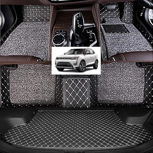 Image of Vahan Expo Premium 7D Car Mat Full Set for XUV 300 with Boot Mat || Luxury Double-Stich 7D Car Floor Mat Complete Set || 100% Waterproof and Washable || Black