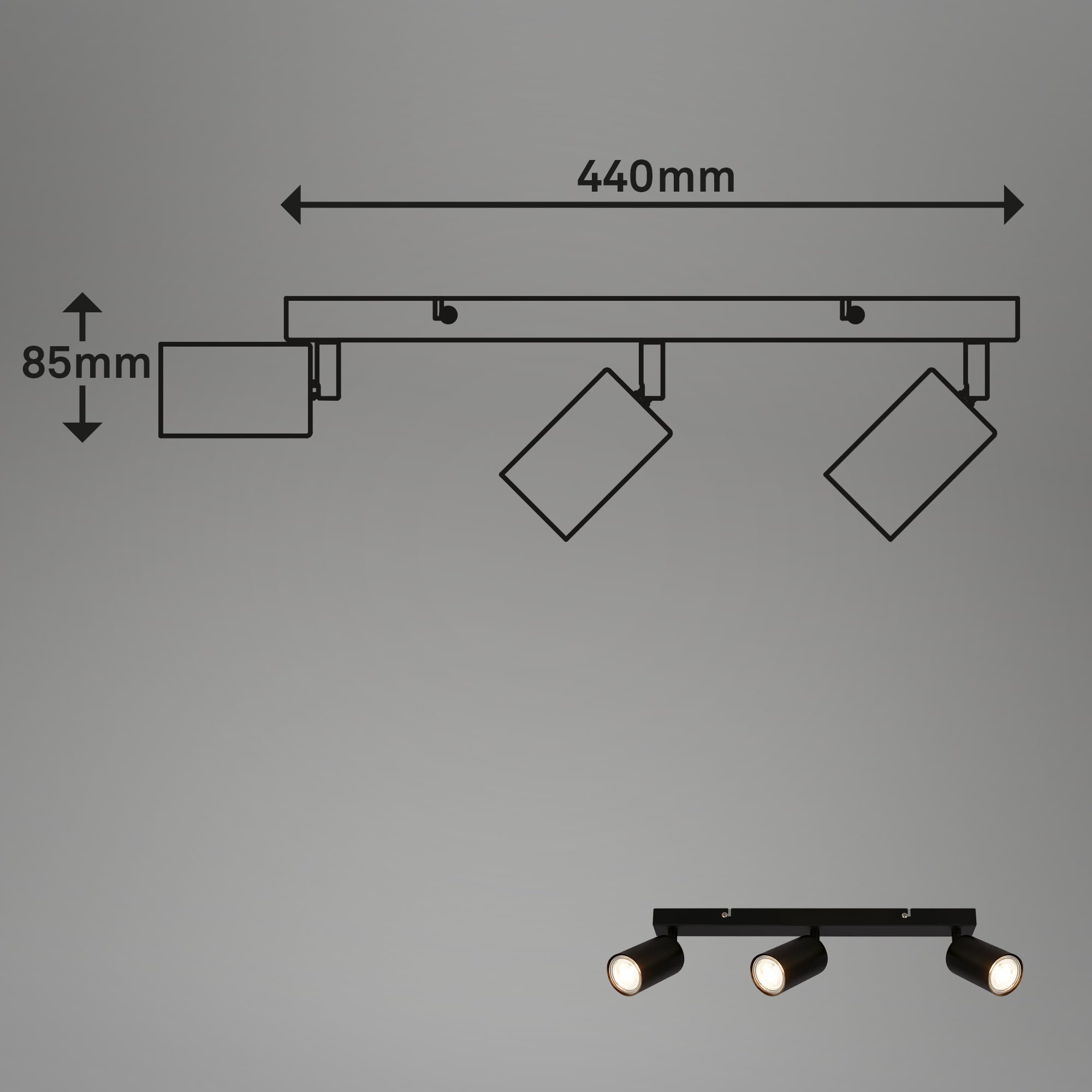 BRILONER, LED Ceiling Spotbar, 3 x GU10 max 9W, Adjustable Ceiling Spot Lights, Living Room, Kitchen Lights - Image 3
