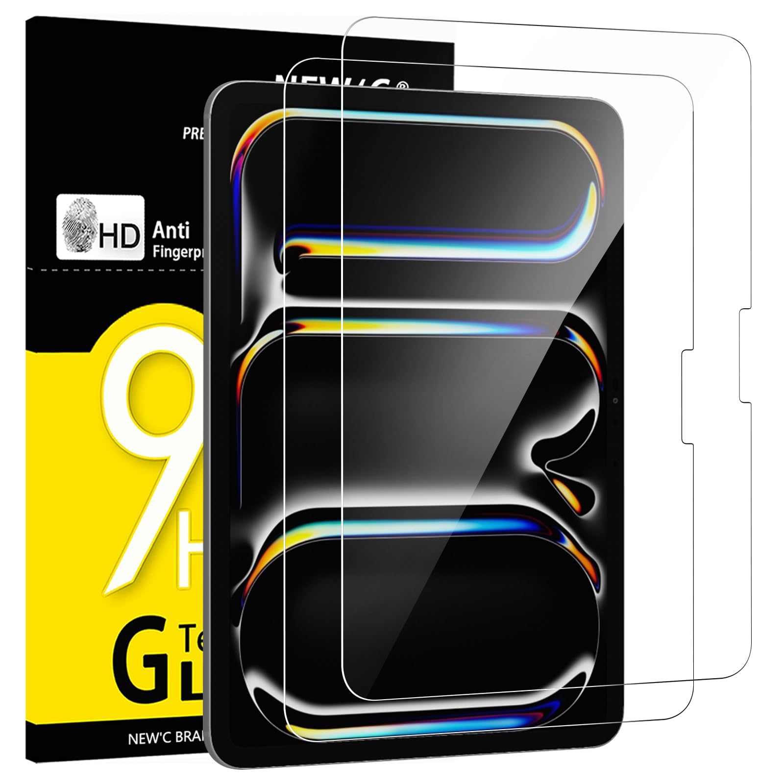 Photo 1 of NEW'C 2 Pack Designed for iPad Pro 11 inch M4 (2024), Modèle A2836 A2837 A3006 Screen Protector Tempered Glass, Bubble Free, Ultra Resistant