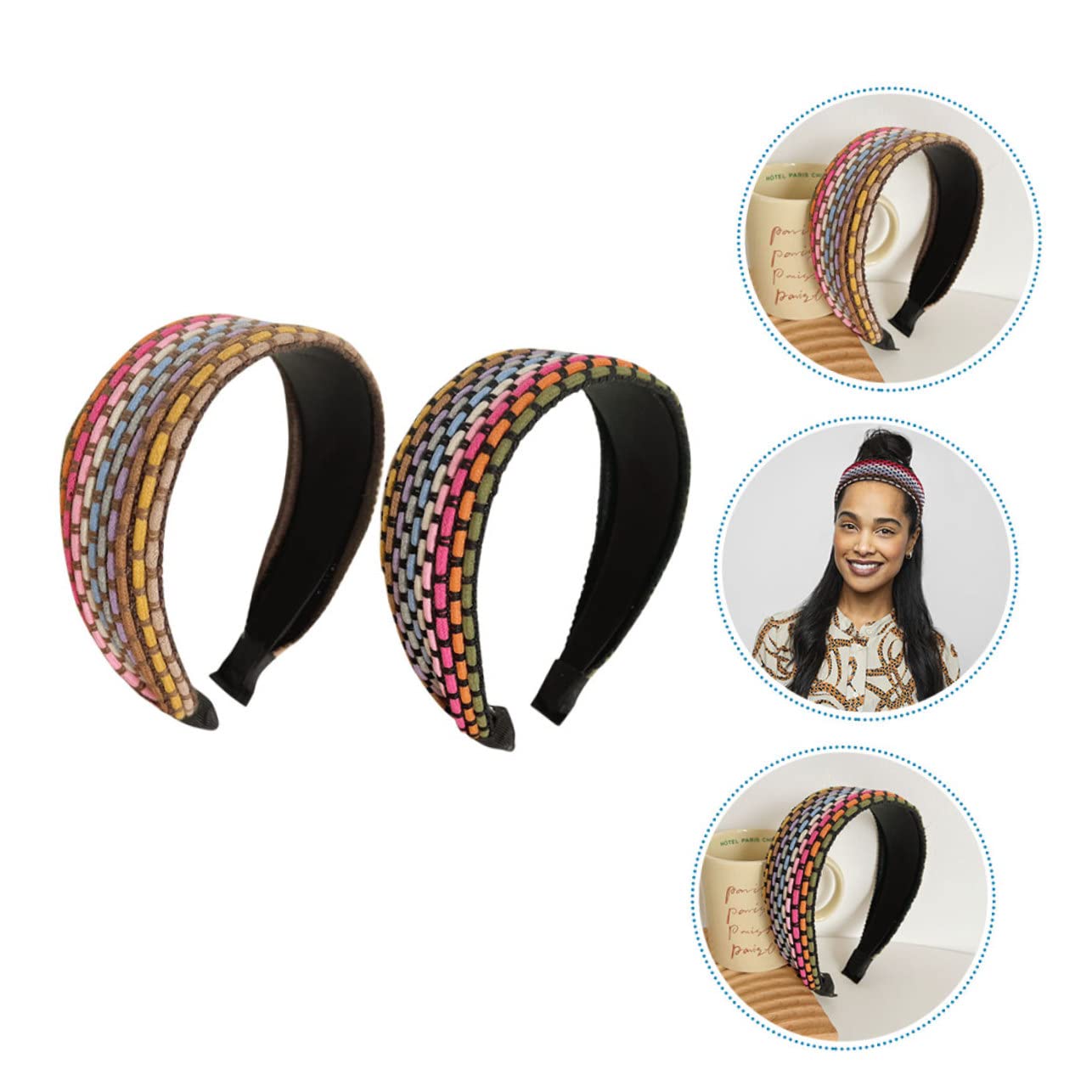 FRCOLOR 6 Piezas Diadema De Ala Ancha Diademas Versátiles Diademas Portátiles Bandas Anchas Para La Cabeza Trenzadas Para Anchas Para Tela