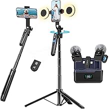 Professional Vlogging Kit for iPhone/Android, 70&rdquo;Auto Face Tracking Tripod for iPhone with Light, 25H Battery Life Wireless Microphones,Content Creator Kit for TikTok/YouTube Starter